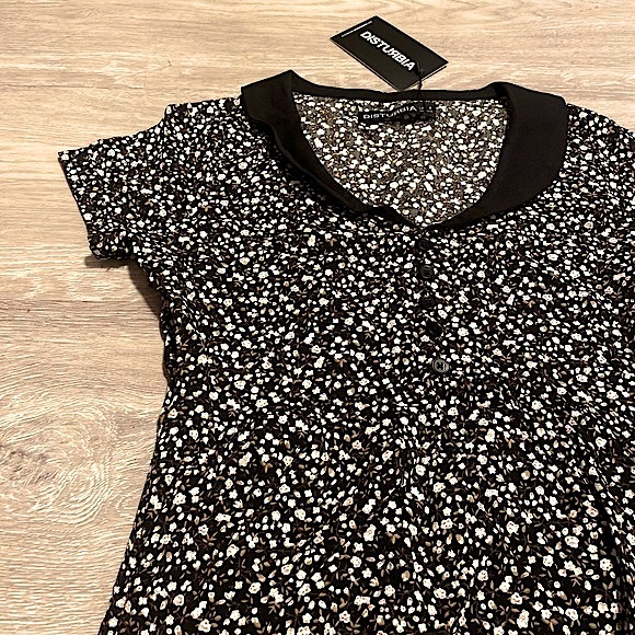 🦋 DISTURBIA (NWT) • Collared Floral Mini Dress • Size Small / US4 / Size UK8 - Picture 6 of 15